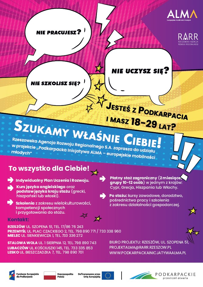 Plakat o projekcie Podkarpacka Inicjatywa ALMA